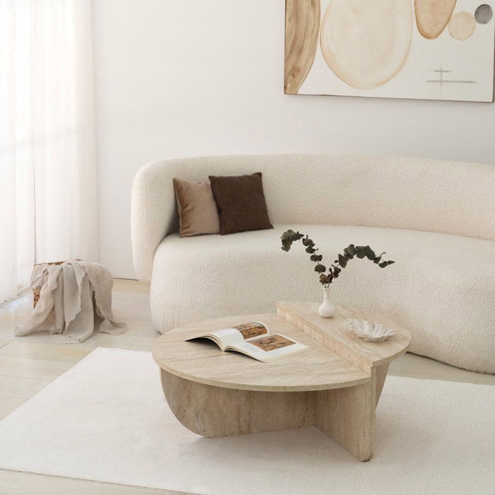 Hanah Home Mesa de café Podium Travertino